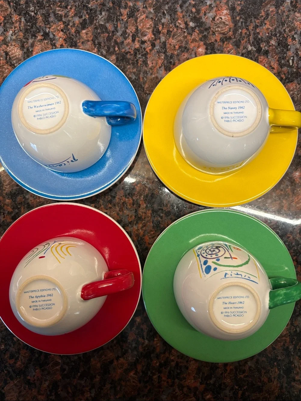 Masterpiece Editions Picasso 4 Espresso Cups with Decorative Plates